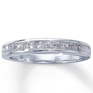 Diamond Wedding Band Princess-cut 14K White Gold